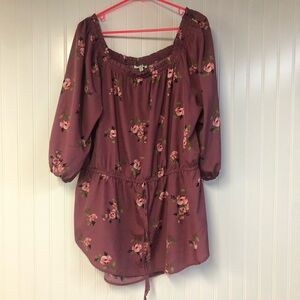 Speed Limit Floral Mauve Women's Top 3X Elastic Waist